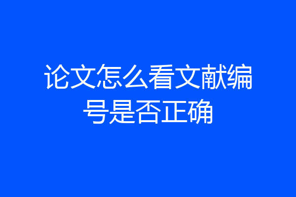 论文怎么看文献编号是否正确