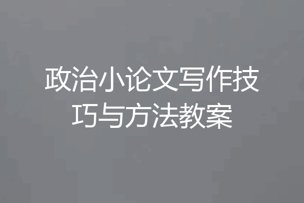 政治小论文写作技巧与方法教案