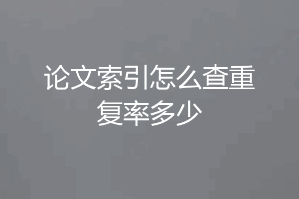 论文索引怎么查重复率多少