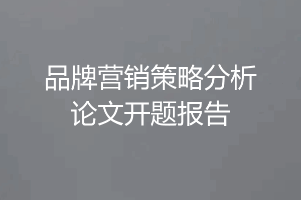 品牌营销策略分析论文开题报告