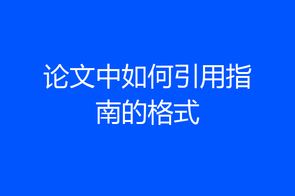 论文中如何引用指南的格式