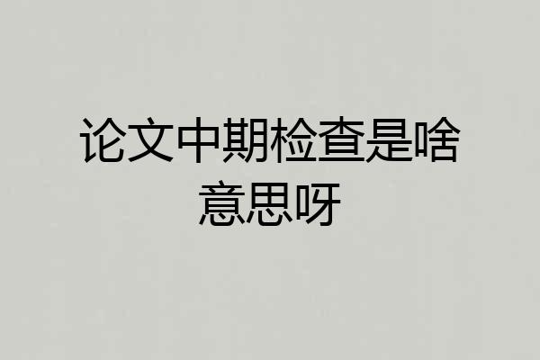 论文中期检查是啥意思呀