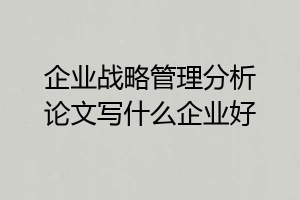 企业战略管理分析论文写什么企业好
