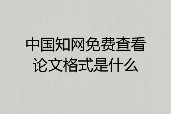 中国知网免费查看论文格式是什么