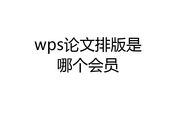 wps论文排版是哪个会员