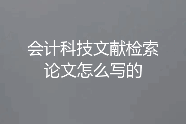 会计科技文献检索论文怎么写的