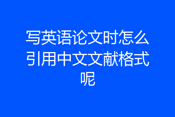 写英语论文时怎么引用中文文献格式呢