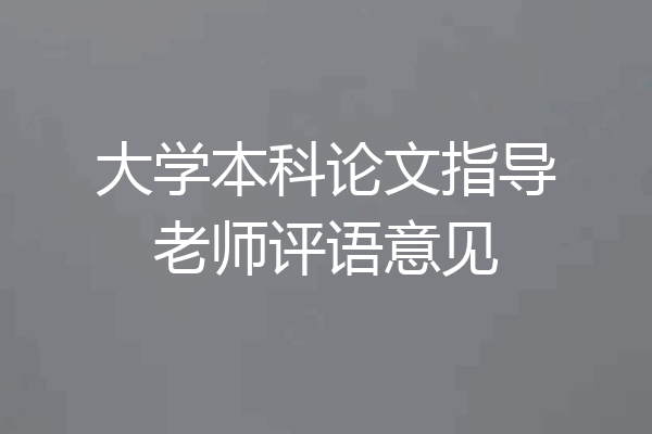 大学本科论文指导老师评语意见