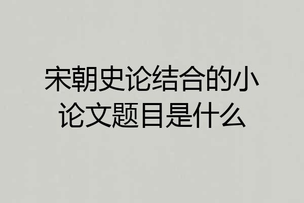 宋朝史论结合的小论文题目是什么