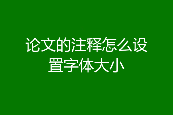 论文的注释怎么设置字体大小