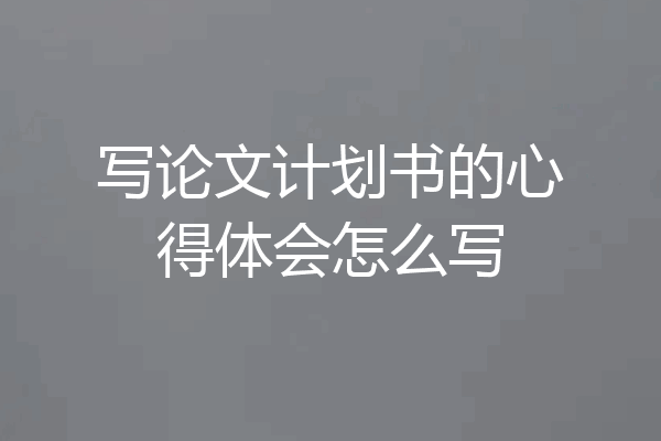 写论文计划书的心得体会怎么写
