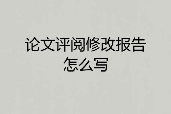 论文评阅修改报告怎么写
