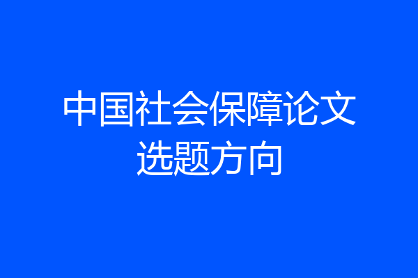 中国社会保障论文选题方向