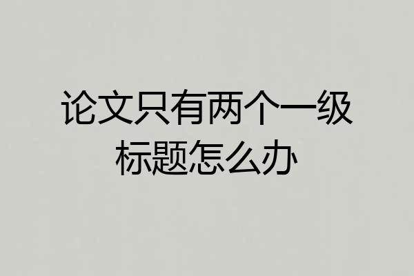 论文只有两个一级标题怎么办