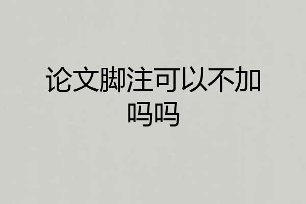 论文脚注可以不加吗吗