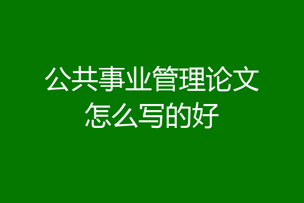 公共事业管理论文怎么写的好