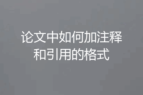 论文中如何加注释和引用的格式