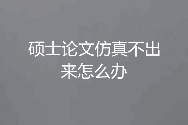 硕士论文仿真不出来怎么办