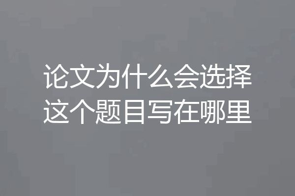 论文为什么会选择这个题目写在哪里