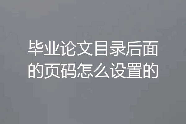 毕业论文目录后面的页码怎么设置的