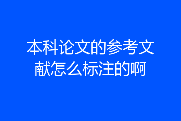 本科论文的参考文献怎么标注的啊