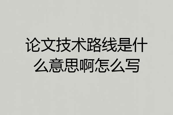 论文技术路线是什么意思啊怎么写