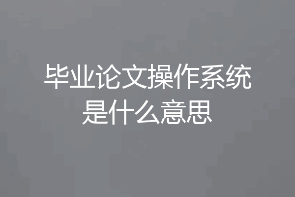 毕业论文操作系统是什么意思
