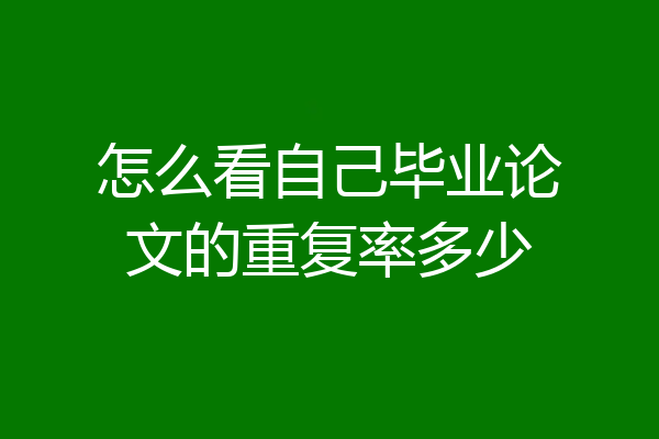 怎么看自己毕业论文的重复率多少