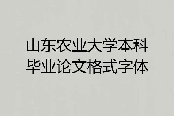 山东农业大学本科毕业论文格式字体