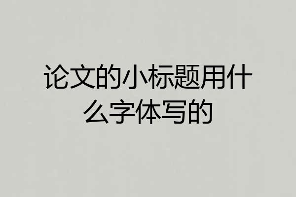 论文的小标题用什么字体写的