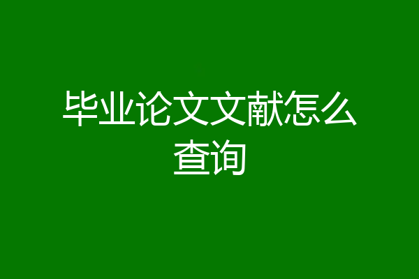 毕业论文文献怎么查询
