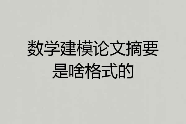 数学建模论文摘要是啥格式的