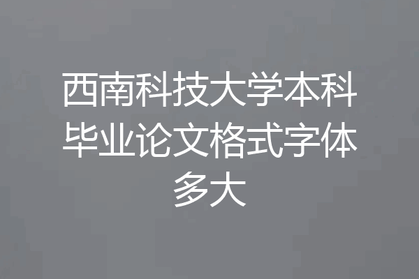 西南科技大学本科毕业论文格式字体多大