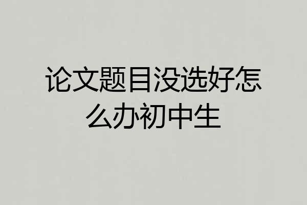 论文题目没选好怎么办初中生