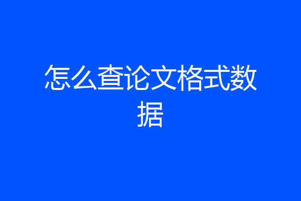 怎么查论文格式数据
