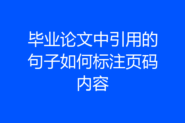 毕业论文中引用的句子如何标注页码内容