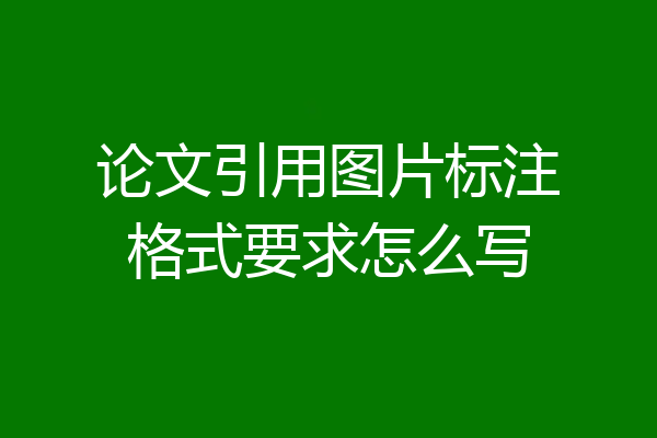 论文引用图片标注格式要求怎么写