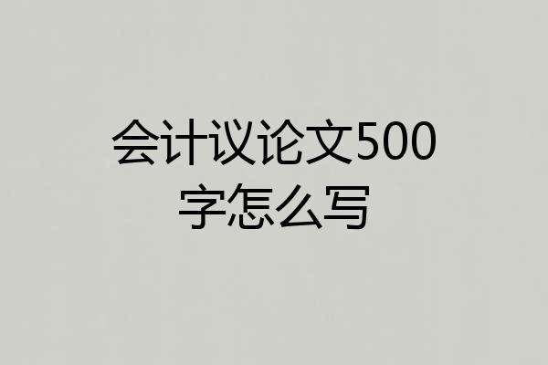 会计议论文500字怎么写