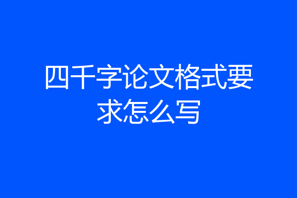 四千字论文格式要求怎么写