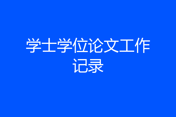 学士学位论文工作记录