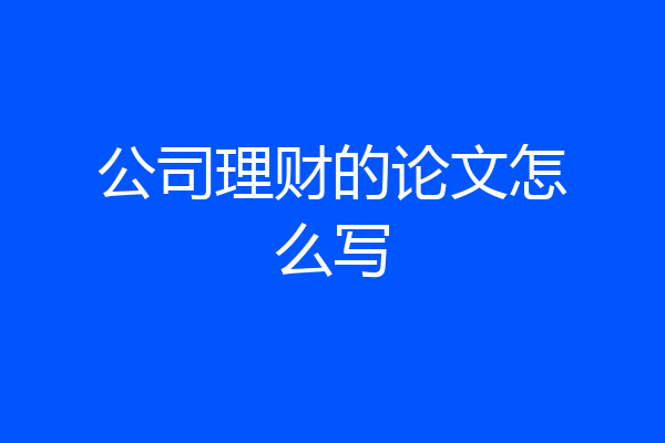 公司理财的论文怎么写
