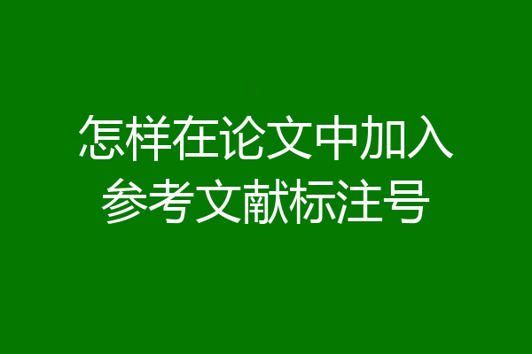 怎样在论文中加入参考文献标注号