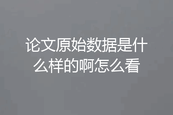 论文原始数据是什么样的啊怎么看