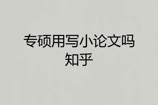 专硕用写小论文吗知乎