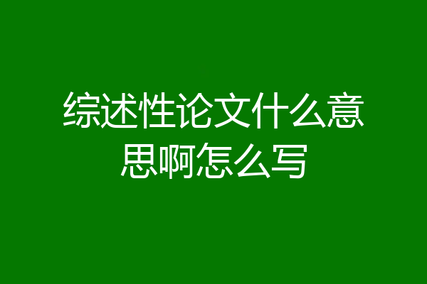 综述性论文什么意思啊怎么写