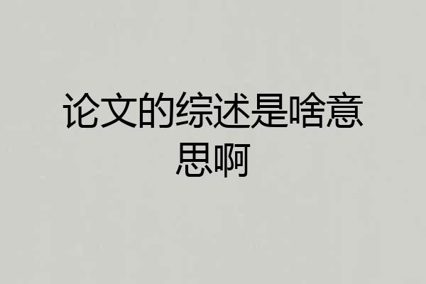 论文的综述是啥意思啊