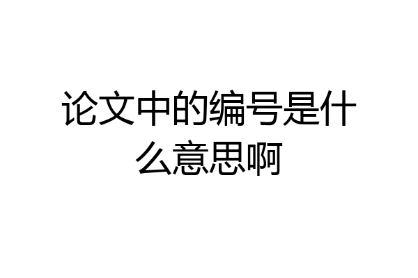 论文中的编号是什么意思啊
