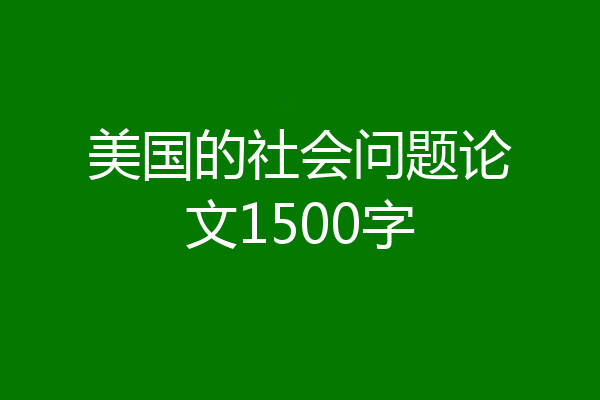 美国的社会问题论文1500字