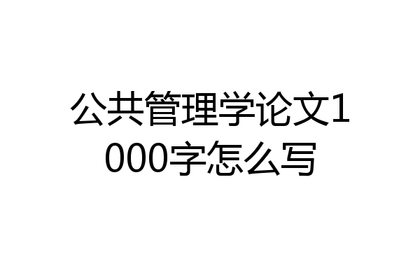 公共管理学论文1000字怎么写