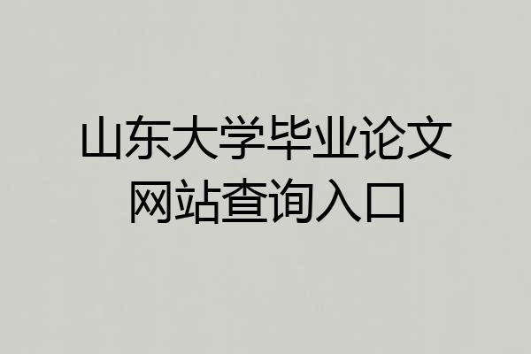 山东大学毕业论文网站查询入口